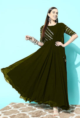 SANCIA Flared/A-line Gown(Dark Green)