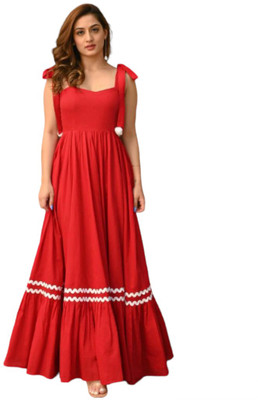 Pariidhan Flared/A-line Gown(Red)