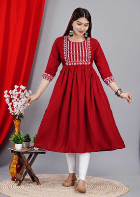 Kaif Enterprises Anarkali Gown(Maroon)