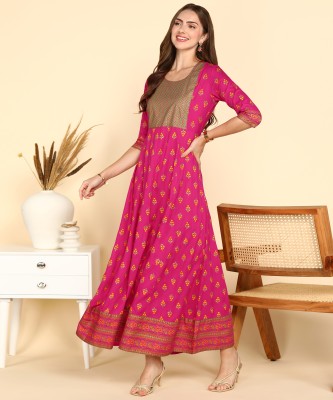 SATVEER FASHION Anarkali Gown(Pink)