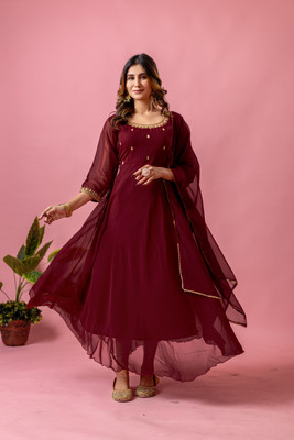 NIRYA FASHION Anarkali Gown(Maroon)