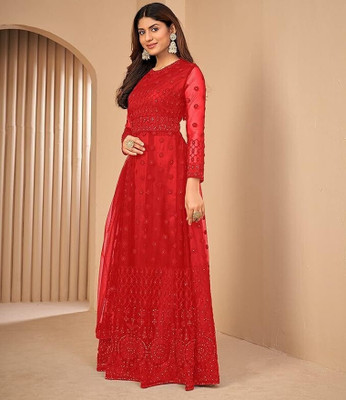 Bhurakhiya Anarkali Gown(Red)