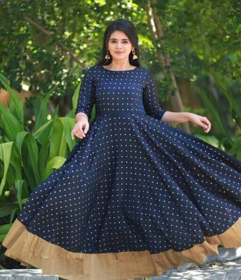 TADKESHVAR Flared/A-line Gown(Dark Blue)