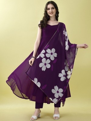 HA FASHION Anarkali Gown(Purple)