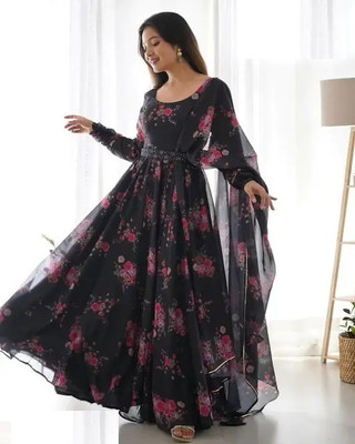 JK TEXT Anarkali Gown(Black)
