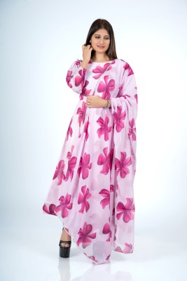 GK Textiles Anarkali Gown(Pink)