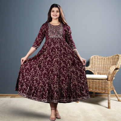 Sree Guru Enterprise Anarkali Gown(Purple)