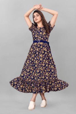 Mastvery Flared/A-line Gown(Blue)
