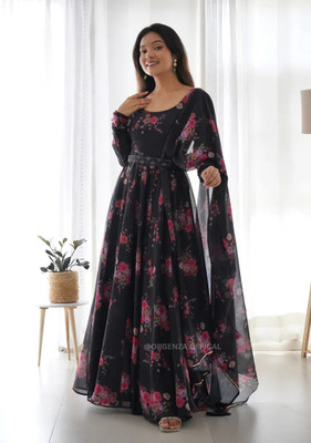 Nayu Enterprise Anarkali Gown(Black)