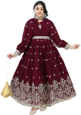 Sree RADHE Flared/A-line Gown(Brown)
