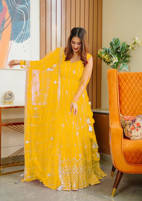 LADY SHOPI Flared/A-line Gown(Yellow)