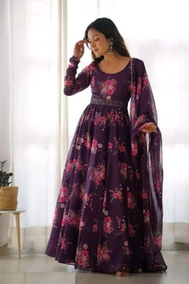 Aarna Fashion Anarkali Gown(Purple)