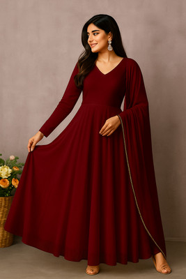 ManyaaFashions Anarkali Gown(Maroon)