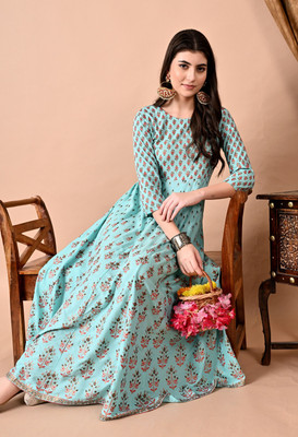 ftDiva Anarkali Gown(Light Green)