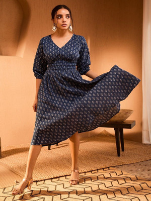 Femvy Flared/A-line Gown(Dark Blue)