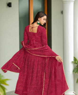 SwirlStyle Anarkali Gown(Red)