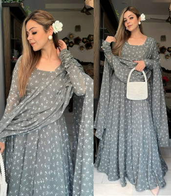 SSICREATIVE Anarkali Gown(Grey)