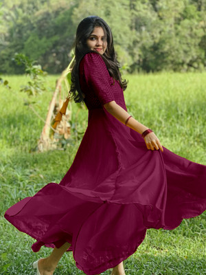 Jay Gopal Tex Flared/A-line Gown(Maroon)