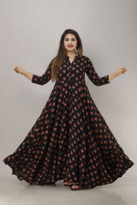 jaipurite Anarkali Gown(Dark Blue)