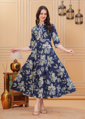 Da vastraagaar Flared/A-line Gown(Blue)