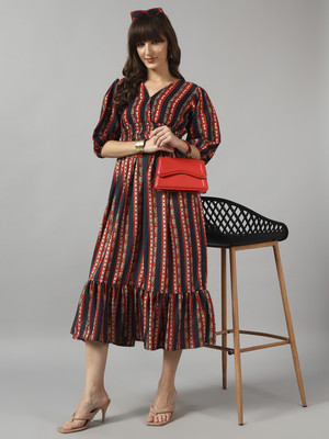 Femvy Women Printed Ethnic Dress Kurta(Multicolor)