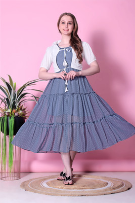 DHAAGA Flared/A-line Gown(Grey)