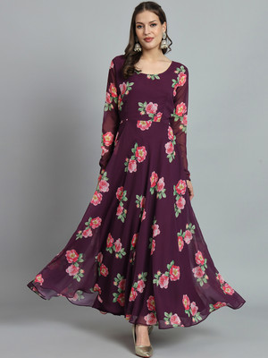 BLACK SCISSOR Flared/A-line Gown(Purple)