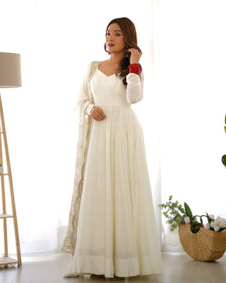 LOKITA WORLD Solid Anarkali Kurta, Bottom & Dupatta Set