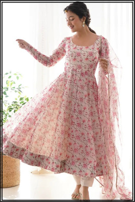 ishvari creation Anarkali Gown(Pink)