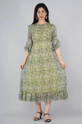 AAYUSH CREATION Flared/A-line Gown(Multicolor)