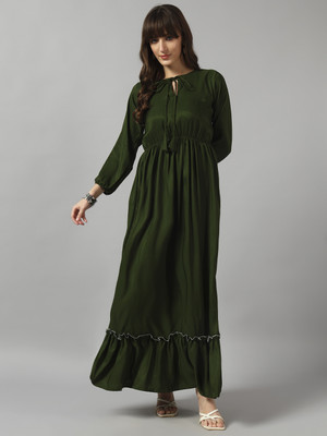 Femvy Women Solid Ethnic Dress Kurta(Light Green)