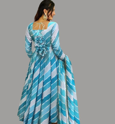 Fabrion Anarkali Gown(Light Blue)