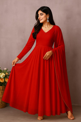 ManyaaFashions Anarkali Gown(Red)