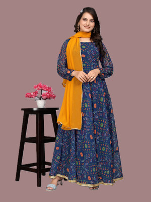 Sukhvilas Enterprise Anarkali Gown(Dark Blue)