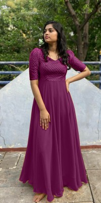 Jay Gopal Tex Anarkali Gown(Purple)