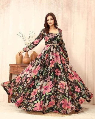 VIMURA FASHION Flared/A-line Gown(Black)