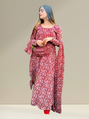 VIRASAT ENTERPRISE Anarkali Gown(Red)