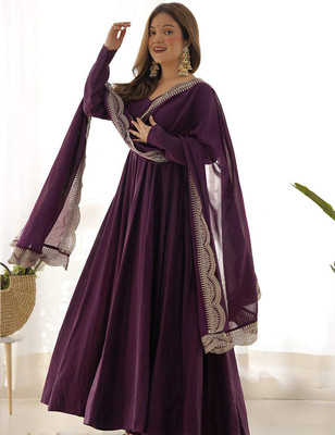 Dhayansh Enterprise Anarkali Gown(Purple)
