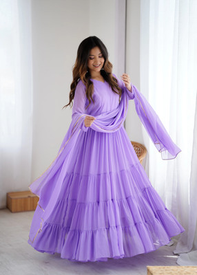DRJENTERPRISE Anarkali Gown(Purple)