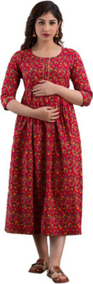 RAHUL TRADERS Flared/A-line Gown(Red)