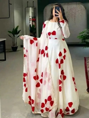 Bhami Enterprise Anarkali Gown(White)