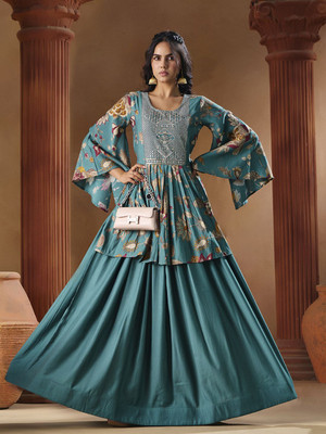 Madhuram Flared/A-line Gown(Green)