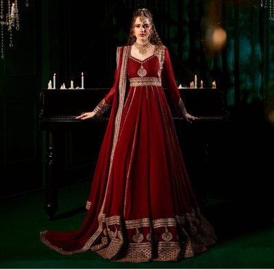 otfit feb private limited Anarkali Gown(Maroon)
