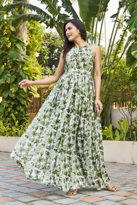 HouseOfCommon Flared/A-line Gown(Green)