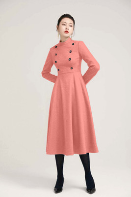 HRJ CREATION Women Fit and Flare Pink Midi/Calf Length Dress