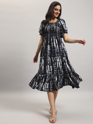 Jash Creation Women Fit and Flare Black Ankle Length Dress