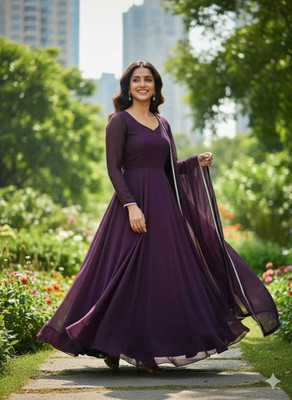 ManyaaFashions Anarkali Gown(Purple)