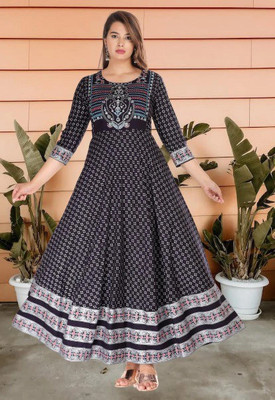 VENUSY Anarkali Gown(Dark Blue)