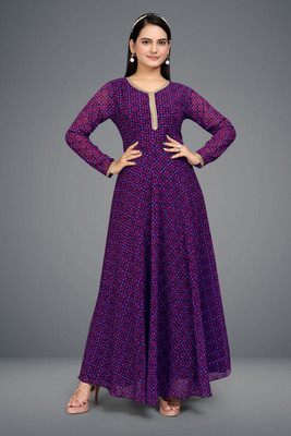 SATVASHIV Flared/A-line Gown(Purple)