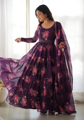 woclo enterprise Anarkali Gown(Purple)